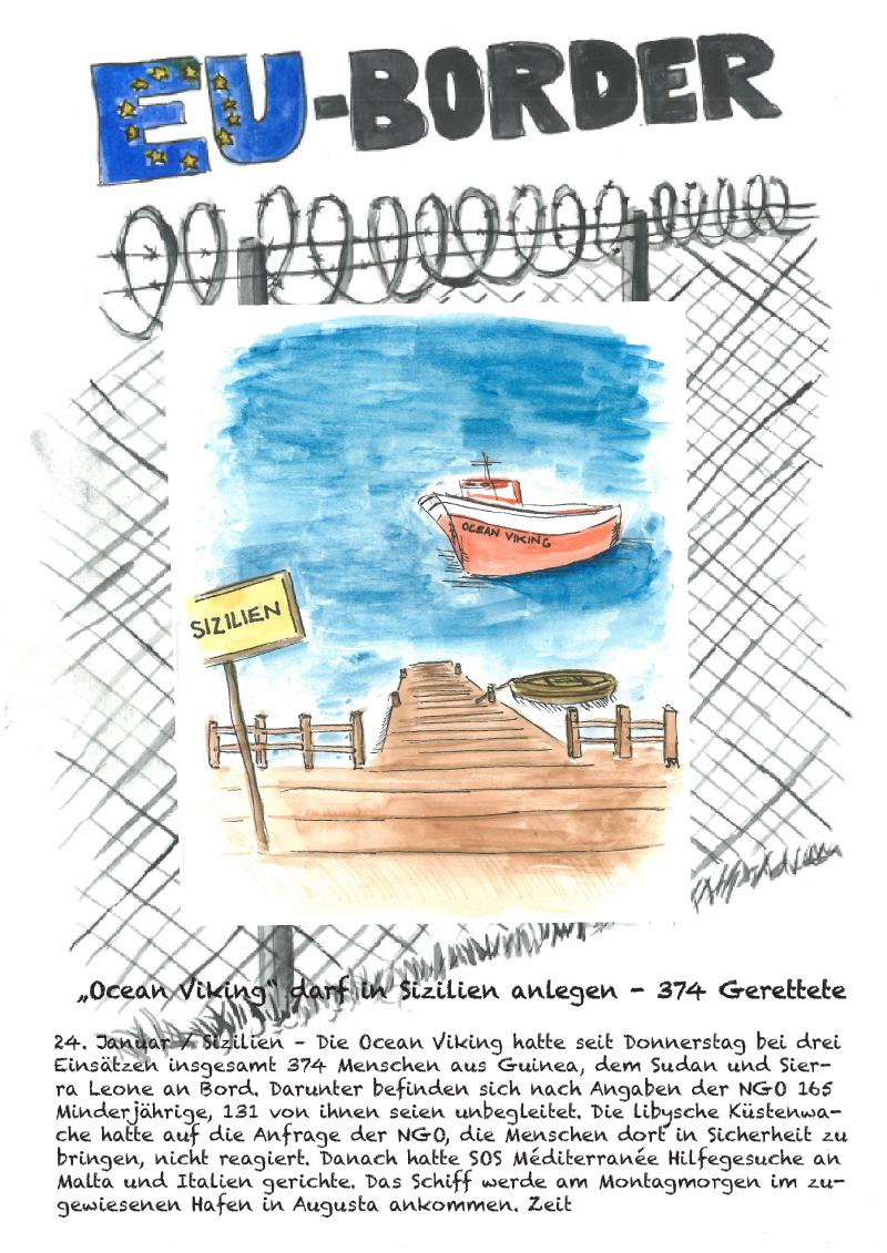 “Ocean Viking” darf in Sizilien anlegen - 374 Gerettete
